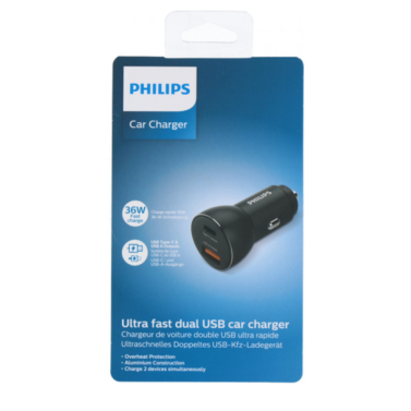  PHILIPS STECHER AUTO DUAL USB-C USB-A 36W - Poza 1