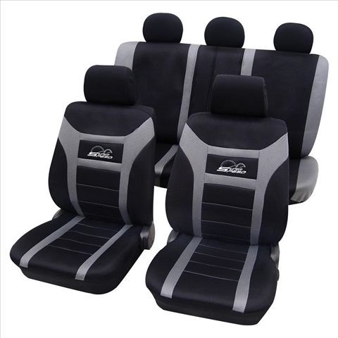 Set complet huse scaune PETEX (fata-spate) Super Speed Gri-Negru miniatura