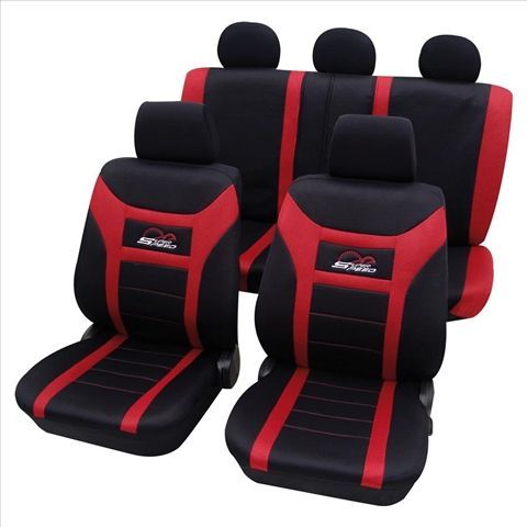 Set complet huse scaune PETEX (fata-spate) Super Speed Rosu-Negru miniatura