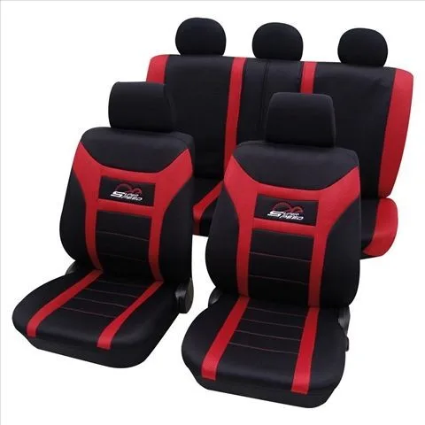 Set complet huse scaune PETEX (fata-spate) Super Speed Rosu-Negru miniatura